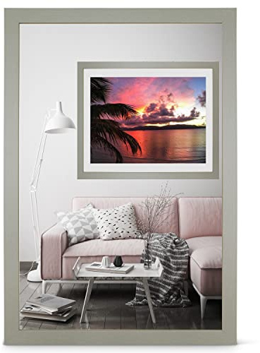 rahmengalerie24 Cornice portafoto 80 x 100 cm, in vetro acrilico grigio, senza passepartout, per foto o immagini, in MDF, senza immagine Alice