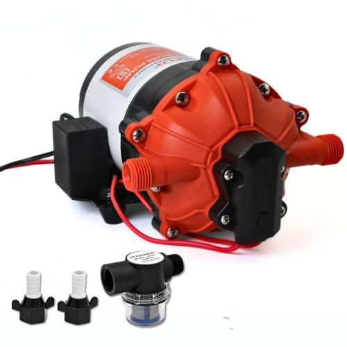 SEAFLO 53-Series DC Diaphragm Water Pump – 7.0 GPM, 60 PSI, 12V | Heavy-Duty, Self-Priming, Bypass with Pressure Switch, Continuous Duty, 4-Year Warranty