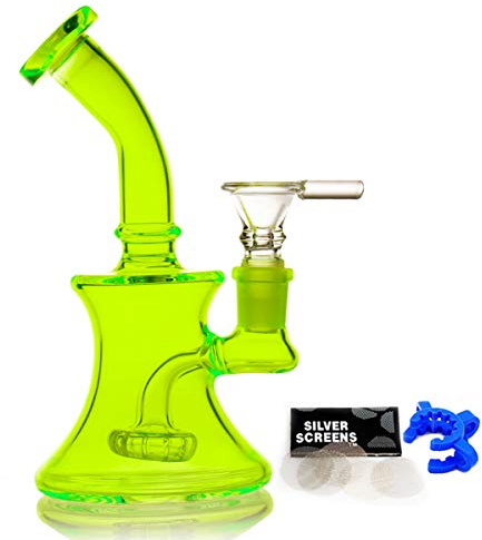 Glass Bong with Spiral Filter and 14.5mm Bowl, 19.3oz Water Pipe with Accessories