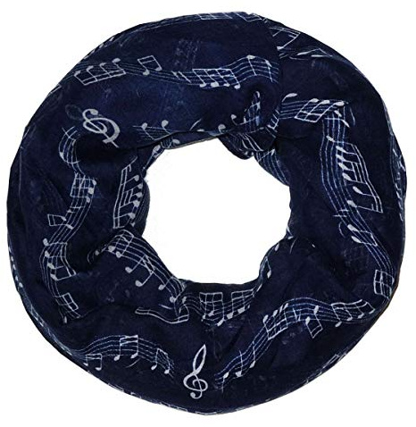 SoulCats Loopschal mit Noten Motiv in weiß oder blau aus Viskose