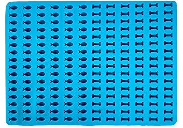 Asalinao Silikon Backmatte Knochen und Fisch Silikon Matte für Hundekekse, Hundeköstlichkeiten Schokoladenform, Backmatte, hitzebeständiges Antihaft (Blau)