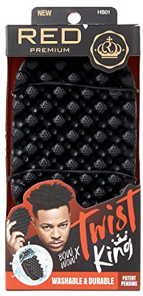 Red by Kiss Bowwow Twist King Premium Luxury Twist Styler Comb Brush, Durable Washable Alternative for Sponge for Barbers and Daily Use, Ideal for Afro, Curly, Coiled, 4C Hair