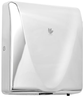 Dryflow High Speed BulletDri Slim Hand Dryer with HEPA Filter, 4 Colour Choices (White, Black, Satin, Polished). Hand Dryers for Toilets Commercial, Wall Mounted (Polished Chrome)