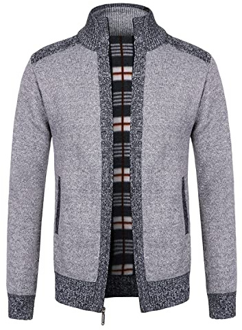 Oralidera Cardigan Punto Invierno para Hombre Cálido Suéter con Forro Polar Suéter Grueso con Cremallera Abrigo Ropa para Otoño E Invierno Chaqueta