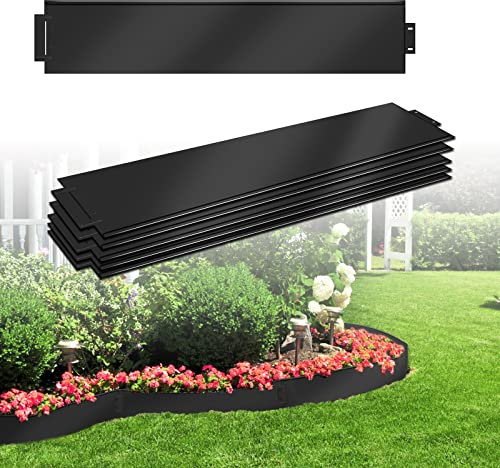 LARS360 Rasenkante Metall Rasenkante Verzinkt Mähkante Metall Beetumrandung Beeteinfassung - Schwarz Spleißanordnung (5M, 100 x 15 cm)