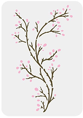 FINGERINSPIRE Zweig Malerei Schablonen 29.7x21cm Große kahle Äste & Knospung Blumen Malschablone Kunststoff PET Baum Zweig Schablone DIY Kunsthandwerk für Malerei auf Wand Fliesen Fenster Stoff