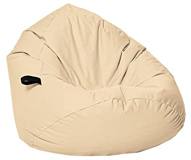 Momiralland Sitzsack Tropfenform Kastanie - für Kinder & Erwachsene – Indoor wie Outdoor da er Wasserfest ist– füllung EPS Perlen. (Beige, XL - Durchmesser 77 cm für Kinder)