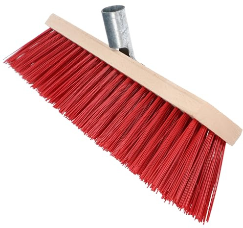 Tête de balai robuste de 40 cm – Poils en PVC extra rigides pour allées, patios et garages – Brosse de cour extérieure/intérieure avec support de poignée – Brosse de balayage robuste pour caravanes