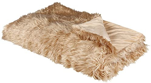 Decke Acryl helles Braun 150 x 200 cm Felloptik Wohndecke Überwurf Delice