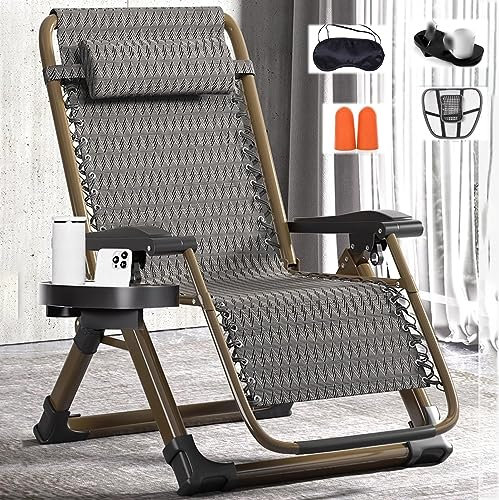 DOSSAE Gartenstuhl Klappstuhl faltbar,Ergonomische Relaxsessel,Relax-Liegestuhl,Gartenliege mit Getränkehalter und Kopfstütze,FüR Terrasse, Garten, Balkon, Meer, Pool.