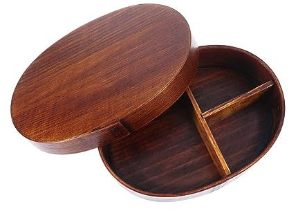 Miraclekoo Wooden Lunch Box for Kids/Adult,Japanese Bento Box with Compartment Wood Bento Lunch Box for Picnicking Office Hiking Camping,Brown