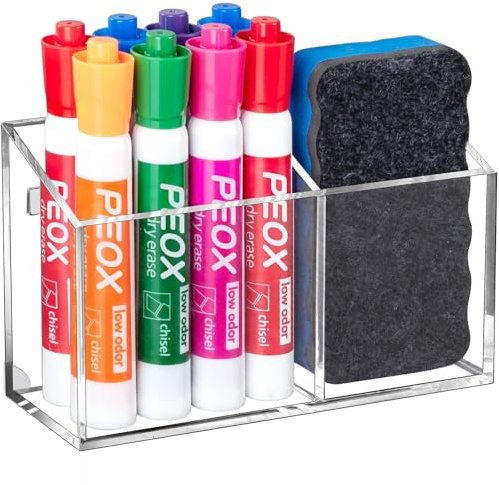 BEYGORM Magnetic Dry Erase Marker Holder for Whiteboard,Non-slip Acrylic Magnet Pen Holder for Fridge Refrigerator,Locker Organizer for Work,Locker Accessories,Pencil Cup for Desk,Marker Organizer