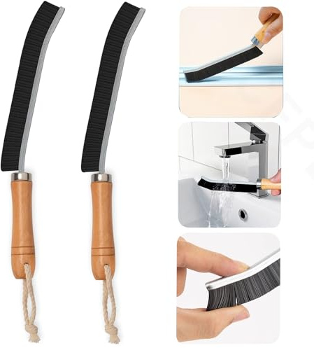 CFPLeHiYS 2 Stück Premium Spaltreinigungsbürste Schmal, Fugenbürste Fliesen, Hartborsten-Eckenreinigungsbürste, Fugenreinigungsbürste mit Holzstiel Reinigubngsürste für Haushalt