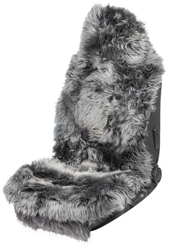 Walser Premium Peau de Mouton pour siège Marla, 100% Peau de Mouton pour siège de Voiture avec 5cm de Hauteur de Laine, protège-siège en Peau de Mouton, Housse de Protection en Fourrure Anthracite