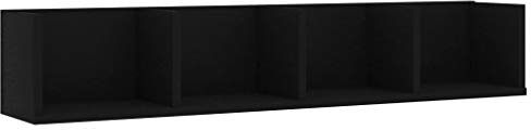 BaraSh Scaffale Porta CD a Parete Nero 100x18x18 cm in Truciolato,Scaffale a Parete,Mensole da Muro,Scaffale a Parete Moderna(SPU:801320)