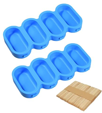 Eisformen, Eisformen aus dickem Silikon, verstärkt, BPA-frei, für Kinder und Erwachsene, Desserts, Schokolade und 50 Holzstäbchen [2 Stück]