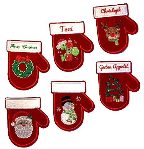 Besteckhalter Weihnachten Filz – personalisierte Besteckhülle Handschuh – Tischdeko Weihnachten – Tischschmuck – Bestecktasche Geschenk – Name bestickt