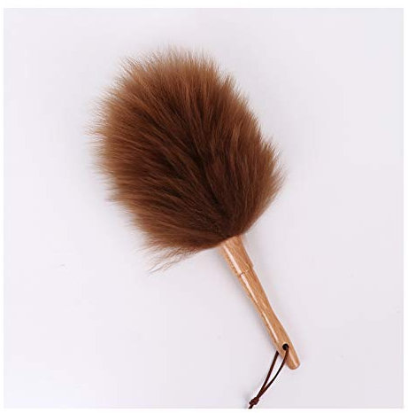 produits de nettoyage, Ensemble plumeau en laine d'agneau pure avec manche en bois, plumeau en laine d'agneau moelleuse, flexible, bonne prise en main, antistatique, plumeau for la maison, le bureau e
