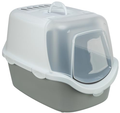 TRIXIE Katzentoilette Vico Open Top, mit Haube, 40 × 40 × 56 cm, hellgrau/weiß