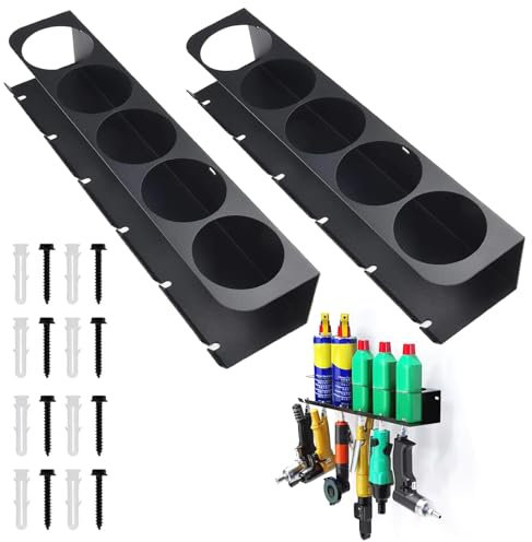 JAOGAUS Lot de 2 Étagères pour Bouteilles Pulvérisateurs, 2 Support Mural pour Flacons Pulvérisateurs, Support Mural pour Bombes Aérosols et Organisateur d'Outils Électriques, Support d'Atelier