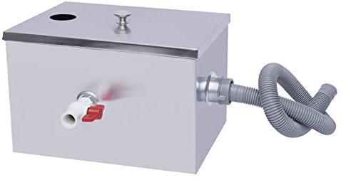 Séparateur de graisse commercial, séparateur d'huile d'eaux usées de cuisine en acier inoxydable 35 x 25 x 23 cm Séparateur de graisse intercepteur de restaurant