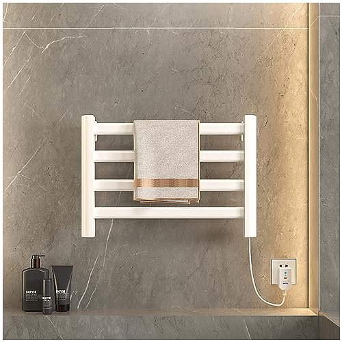 CKKNILV Electric Towel Warmer, 55×40CM Radiator Towel Rail 80W Electric Heated Towel Rail 55℃ Thermostatic Electric Towel Radiator Wall Mounted, IP24 Waterproof Rating