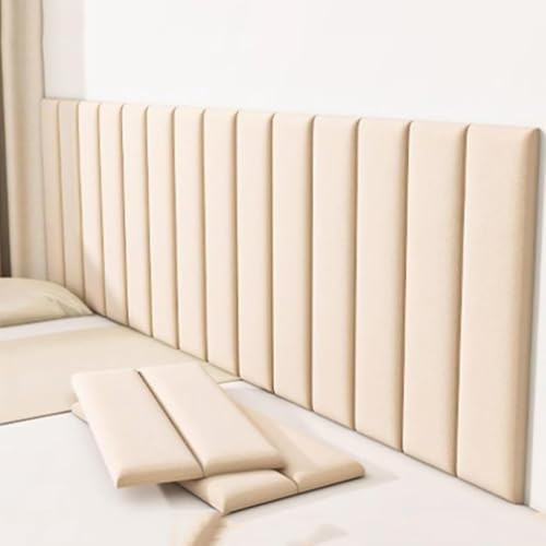 JMMSP Upholstered Wall Panels Kids, Padded Wall Stickers For Bedroom, 3D Anti-Collision Wall Padding，Headboard, Self-adhesive Anti-collision Wall Padding, Wall Decoration Thick(Size:10pcs,Color:Beige)