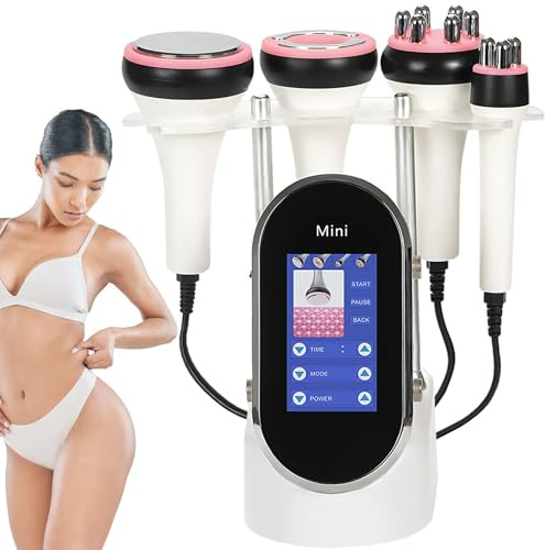 Radiofrecuencia Facial y Corporal - Cavitacion y Radiofrecuencia 4 en 1 - Aparato Masajeador - Reductor Potente 40Khz y 4 Cabezales -Pantalla Color Táctil - Ideal Tratamiento Para Casa