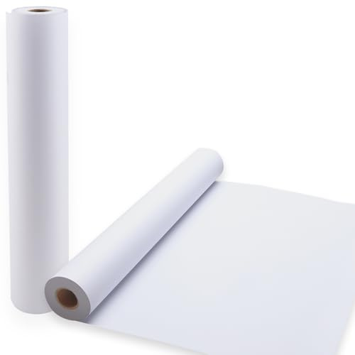 2 rotoli di carta bianca da 80 g/m², 43 cm x 20 m, spessa carta artistica riciclata, per disegnare, dipingere, schizzi, sfondi, realizzare poster, bacheche e grandi opere d'arte