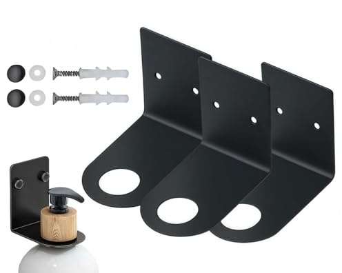 Abriclo Seifenflaschenspender Halter 27mm, 3 Stück Wandmontage Edelstahl-Flaschenhalter, Badregal Shampoo Halter Seifenspender Halterung Badezimmer Zubehör Regalr für Küche und Bad, Schwarz
