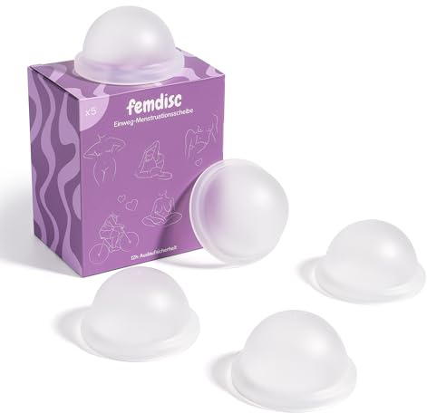 femdisc Einweg-Periodenscheiben 5er-Pack | sterilisiert | direkt einsatzbereit | aus medizinischem Silikon | Alternative zu Tampon | für leichte oder starke Periode