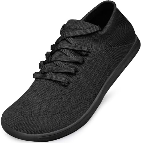 Raoendis Wide Barefoot Shoes for Women Zero Drop Trainers, Wide Toe Box Sneakers Minimalist Running Shoes Comfortable Lightweight Black Size 5