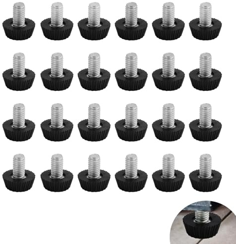 24 Stück Verstellbare Möbelfüße, Stellfuß M6 x 9 x 16mm, Nivellierfüße aus Kunststoff und Metall für Haushalts- und Büromöbel, Schutz gegen Kratzer und Lärm, Feuchtigkeitsresistent und rutschfest