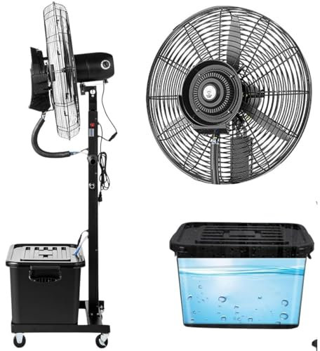 Industrial Outdoor Misting Fan, Patio Portable Floor Misting Fans, 6400 CFM With 42L Tank, 4 Casters, Cooling Floor Fan 3-Speed For Backyards, Patios And More(55cm/22in)