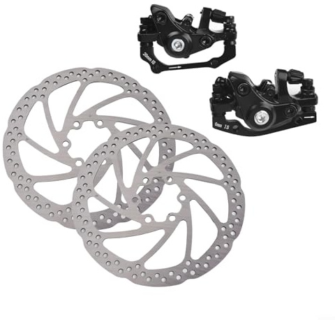 Gdfnmogo Set di freni a disco meccanici per bicicletta elettrica, pinza anteriore e posteriore in lega di alluminio, frenata forte per FORCE, facile da installare, bici da strada MTB (freno anteriore