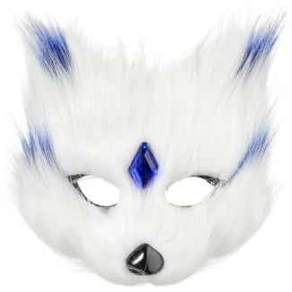 SIQITECH Masque Peluche de Renard Demi-visage Accessoire d'Animal Elégant Masque de Carnaval Accessoire de Chat Masqué pour Halloween Mascarade Cosplay Bal