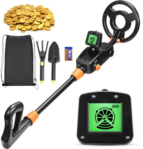 Détecteur de Métaux Enfants, Détecteur de Haute Précision Métaux avec Écran LCD, Detecteur de Metaux Très Sensible avec Bobine de Recherche étanche pour Enfants Exploration