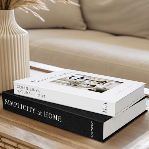 Braveriky Modern Decorative Books for Home Coffee Table Decor - Fake Books Storage Box for Decoration - Set of 2 Faux Book Photo Storage Keepsake Box for Room Bookshelf Decor, Black