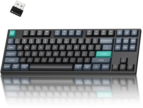 Keychron B33 2.4 GHz Wireless Bluetooth Keyboard Silent Typing 80% TKL Layout Launcher Support Ergonomic Angle Compatible for Mac Windows Linux-Deep Black