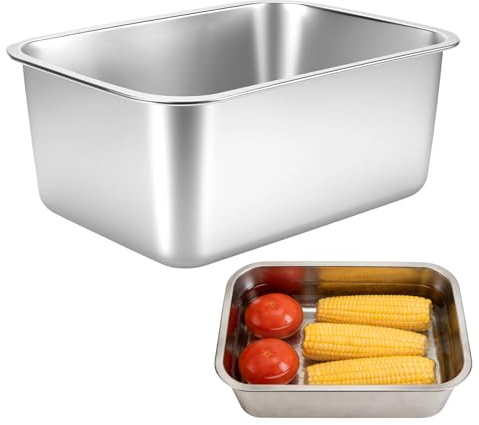 FUNSUEI Stainless Steel Washing Up Bowl - 12 Litre Large Rectangular Kitchen Sink Basin, 36X27X15cm