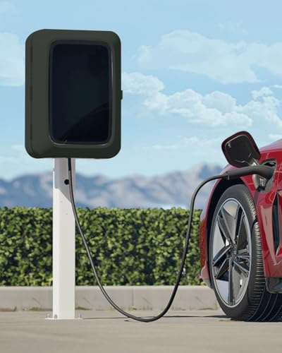 Elitix Ev Charger Pedestal Stand Outdoor Ground, Waterproof Tesla Charging Cable Holder And Pedestal, All Weather Charging Lever Column Cover(Black)