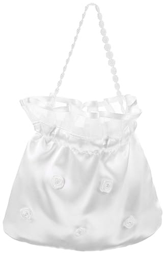 TOPPERFUN Borsa da Matrimonio Bianco Decorazioni Floreali, Borsa Elegante e Versatile per Sposa e Damigella, Adatta per Matrimoni e Feste