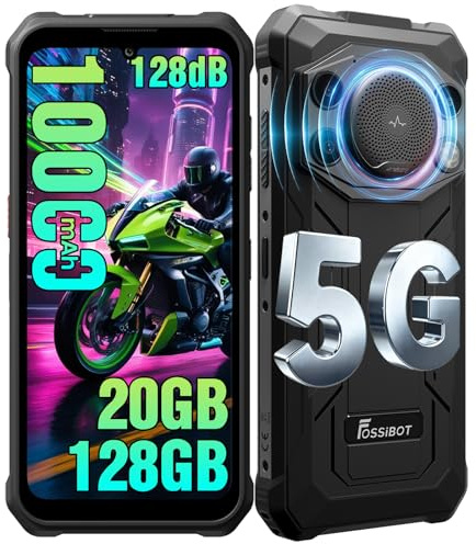 FOSSiBOT F110 Pro 5G Outdoor Handy 10000mAh, 20GB+128GB/1TB, 6.745 HD+ Display, Outdoor Smartphone Ohne Vertrag Android 15, 128dB Baustellenhandy, 50MP Kamera, Dual SIM/NFC/OTG/GPS/Face ID/IP68