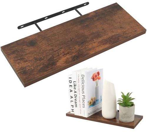 Peygre 1 styck svävande hylla, brun, 40 x 15 x 1,5 cm | Trä brun 40 x 15 x 1,5 cm, dekorativ för kök, kontor, sovrum, vardagsrum, vägg, flytande hylla
