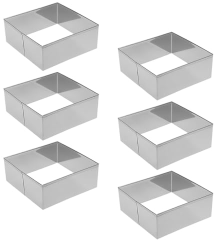 BETOOKY Stampi Quadrati per Biscotti in Acciaio Inox 6 Pezzi, Tagliabiscotti per Fondente e Torte, Utensili da Forno per Feste e Dolci Fatti in Casa