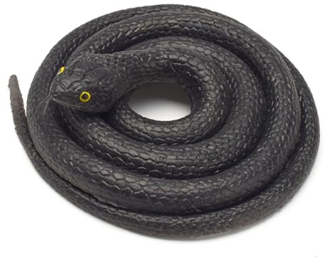 CATZUM Serpent en caoutchouc, serpent artificiel, jouet serpent, grand serpent réaliste en caoutchouc, accessoire de jardin, cadeau humoristique (noir)
