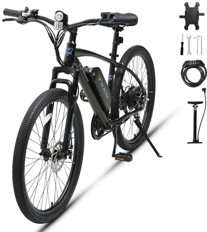 Txed Electric Bike for Adults, 27.5 Inch Electric Mountain Bike, 250W Motor, 36V 13Ah Battery, 50km Range, Shimano 7 Speed, UK Road Legal E-Bike
