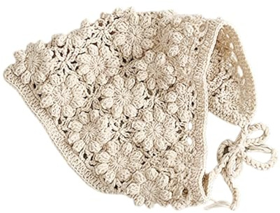 Classical Crochet Baby Bandana Hair Scarf Double Purpose Head Wrap Headwear Soft Texture Hairband for Newborns Girls Vintage Hairband for Infants