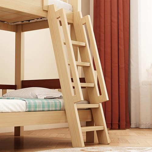 LIMENQIN Wooden Bunk Bed Ladder, Loft Ladders with Wide Pedals and Handrail, Easy Assembly, Bed Step Stairs for Home Dorm Apartments(190cm/74.8in)
