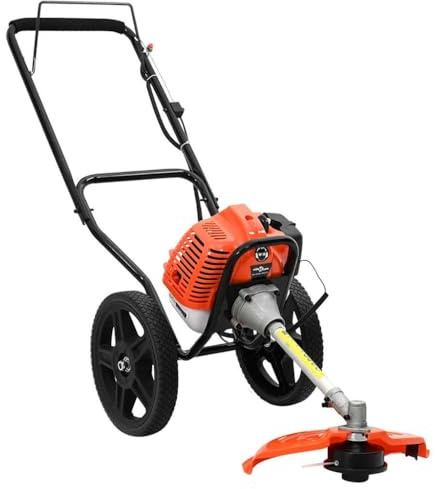 Desbrozadora de gasolina con ruedas, 52 cc, 1,45 kW, para cuidado de jardín, con hilo de nailon
